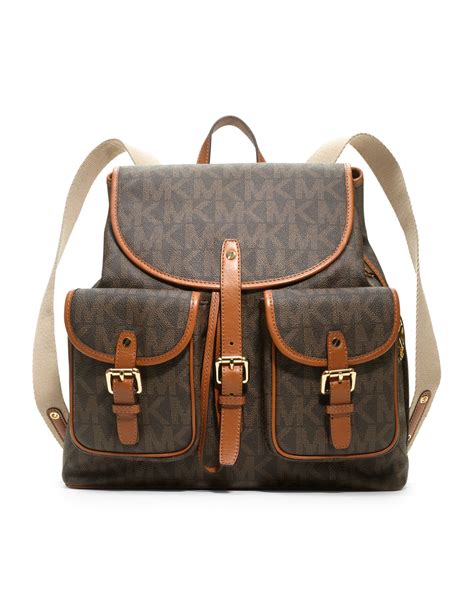 michael kors jet set signature pvc large brown backpack|Michael Kors jet backpack.